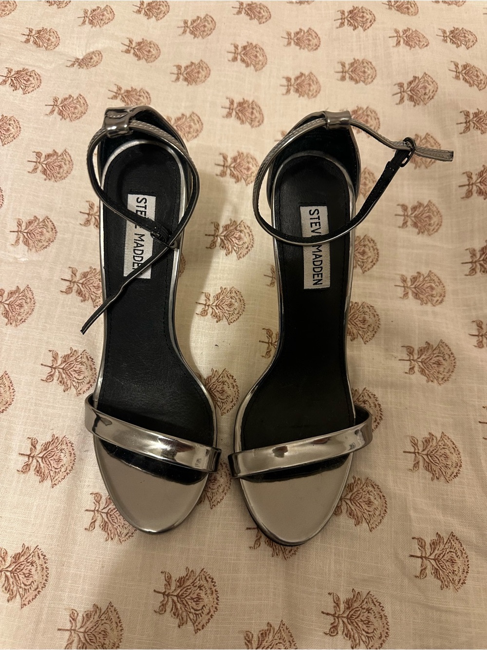 Steve Madden Silver Ankle-Strap Heels